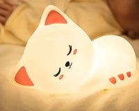 Veilleuse bébé en forme de chat avec lumière LED multicolore